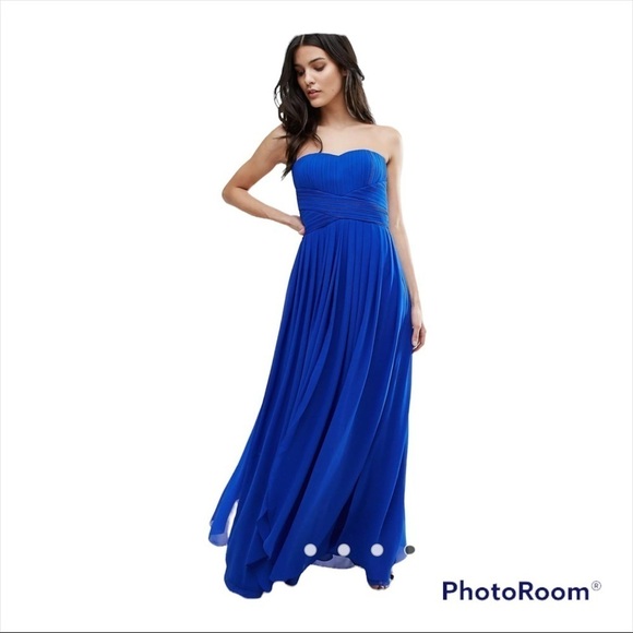 NWT Y.A.S. ASOS Light Blue Strapless Molly Maxi Gown Dress Size Large - Picture 6 of 15